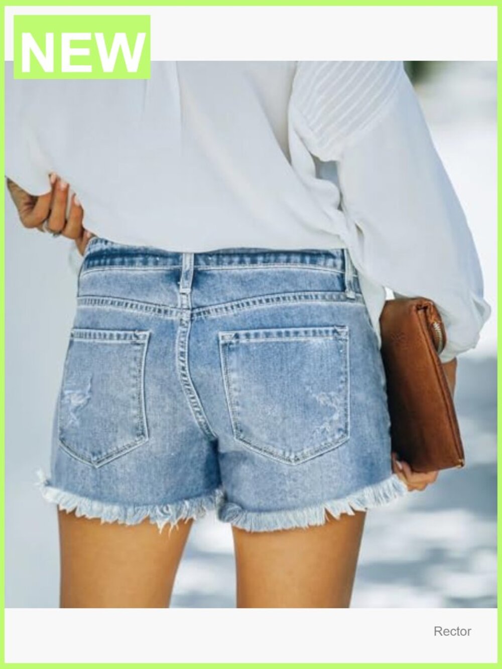 Frayed Raw Hem Denim Shorts High Waisted Ripped Distressed - Picture 4 of 7